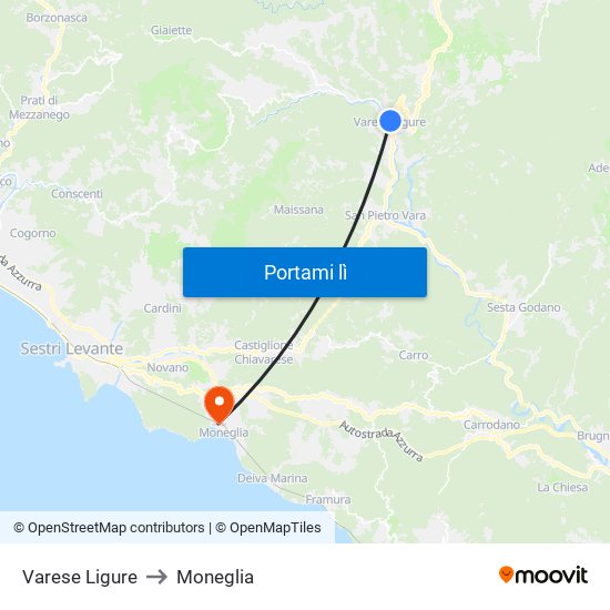 Varese Ligure to Moneglia map