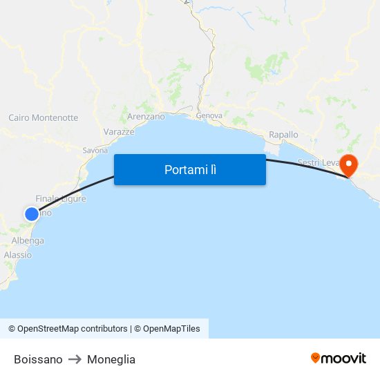 Boissano to Moneglia map