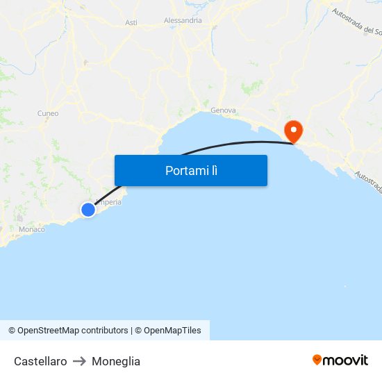 Castellaro to Moneglia map