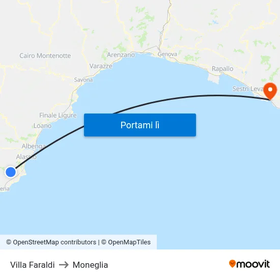 Villa Faraldi to Moneglia map