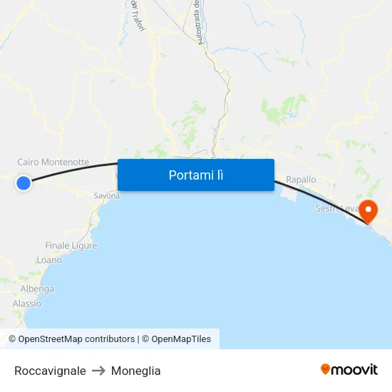 Roccavignale to Moneglia map