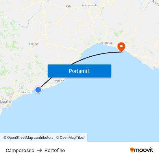 Camporosso to Portofino map