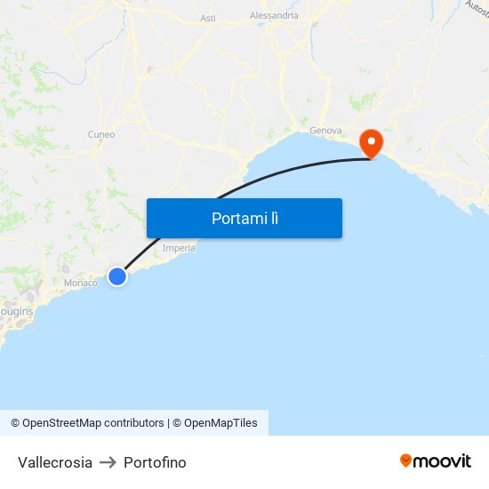 Vallecrosia to Portofino map