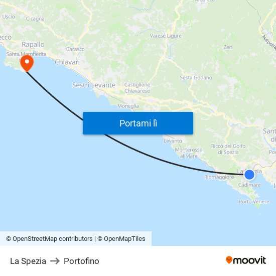 La Spezia to Portofino map