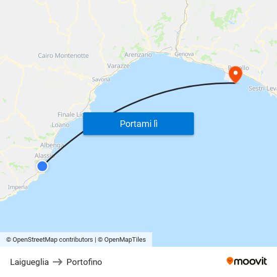 Laigueglia to Portofino map