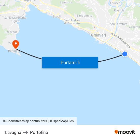 Lavagna to Portofino map