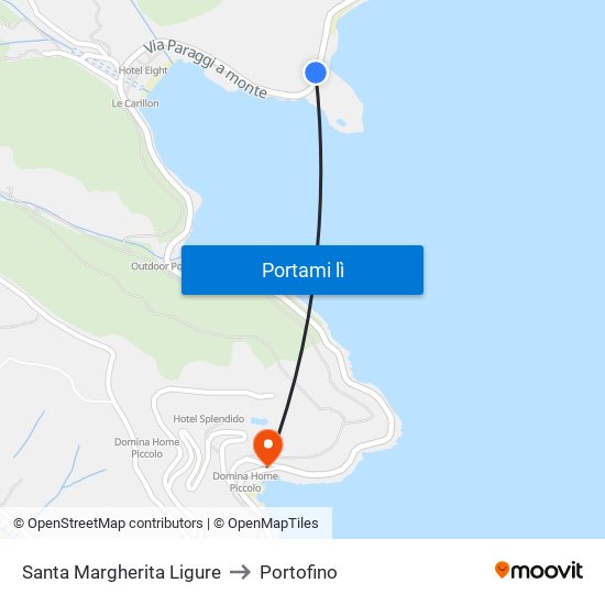 Santa Margherita Ligure to Portofino map