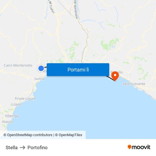 Stella to Portofino map