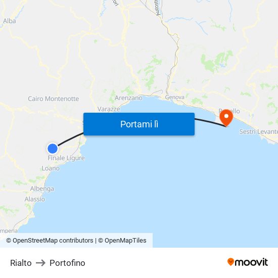 Rialto to Portofino map