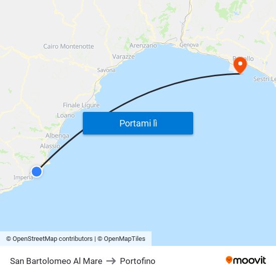 San Bartolomeo Al Mare to Portofino map
