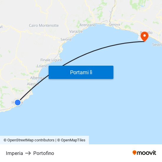 Imperia to Portofino map