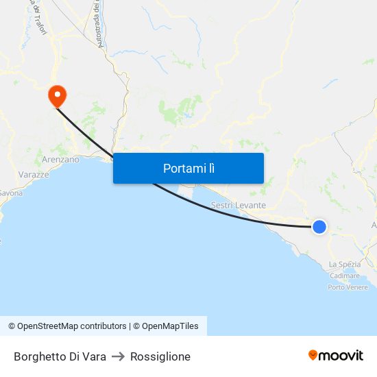 Borghetto Di Vara to Rossiglione map