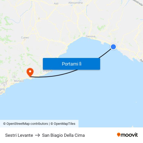 Sestri Levante to San Biagio Della Cima map