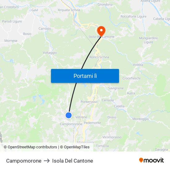 Campomorone to Isola Del Cantone map