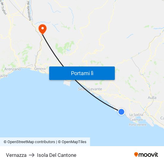 Vernazza to Isola Del Cantone map