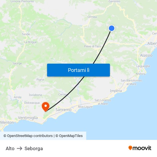 Alto to Seborga map