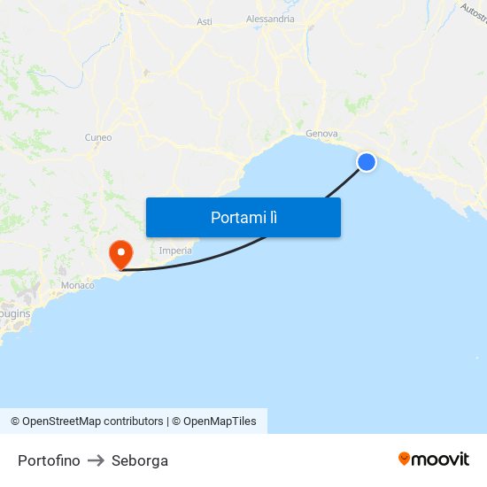 Portofino to Seborga map