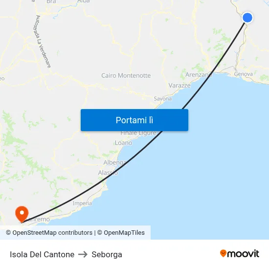Isola Del Cantone to Seborga map