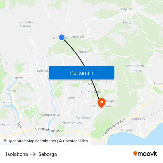 Isolabona to Seborga map