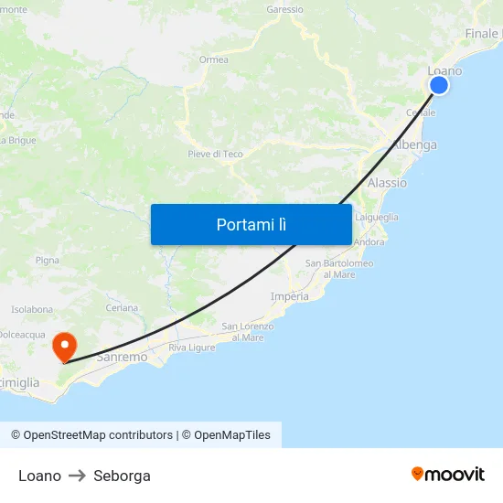 Loano to Seborga map