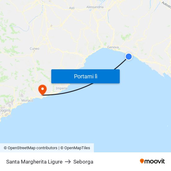 Santa Margherita Ligure to Seborga map
