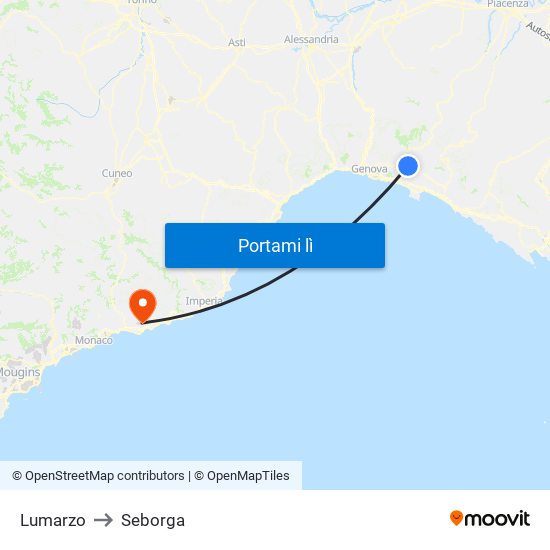 Lumarzo to Seborga map