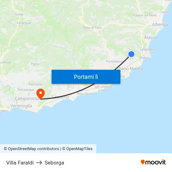 Villa Faraldi to Seborga map