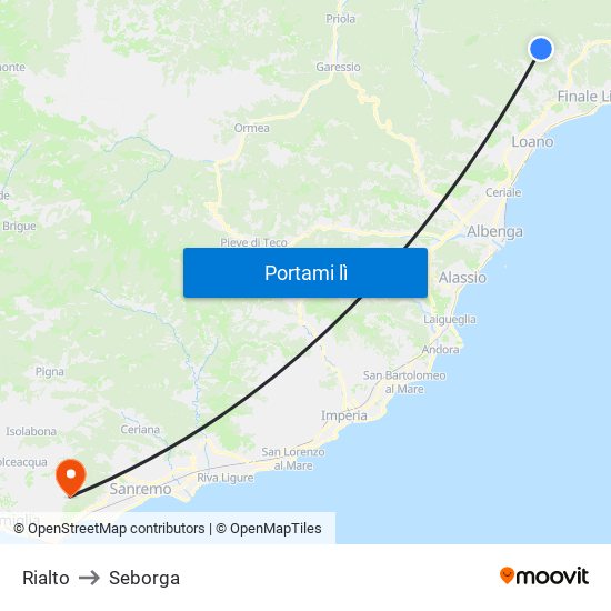 Rialto to Seborga map