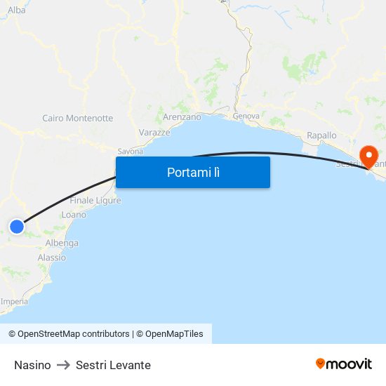 Nasino to Sestri Levante map