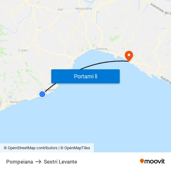 Pompeiana to Sestri Levante map