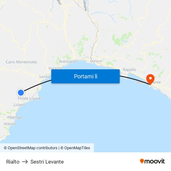 Rialto to Sestri Levante map