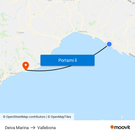 Deiva Marina to Vallebona map