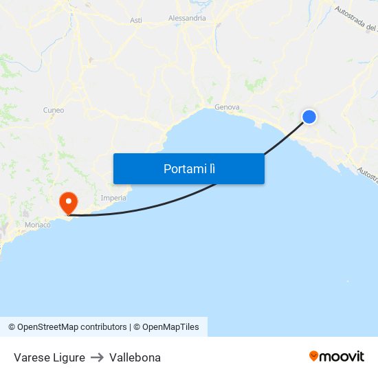 Varese Ligure to Vallebona map