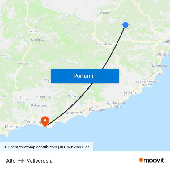 Alto to Vallecrosia map