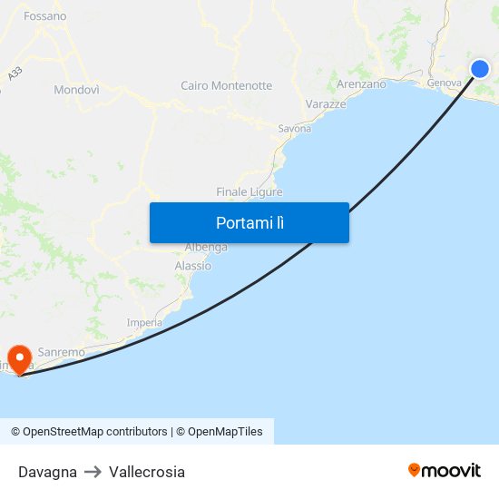 Davagna to Vallecrosia map