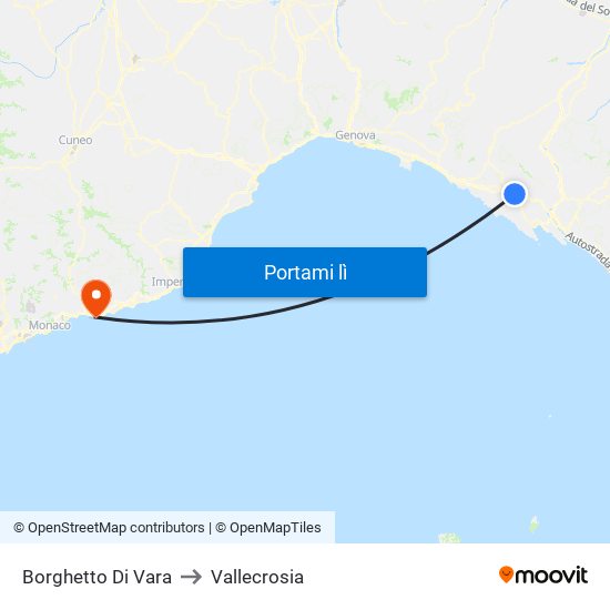 Borghetto Di Vara to Vallecrosia map