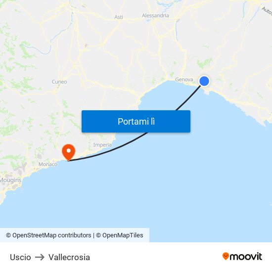 Uscio to Vallecrosia map