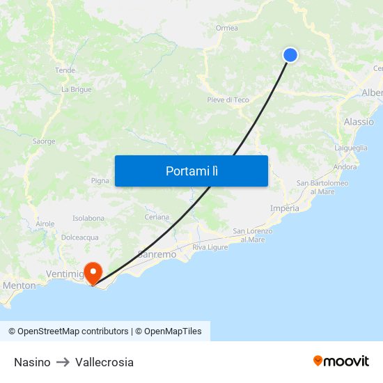 Nasino to Vallecrosia map