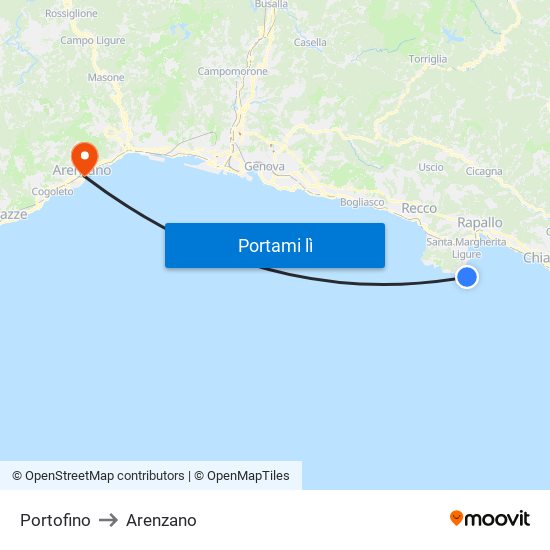 Portofino to Arenzano map