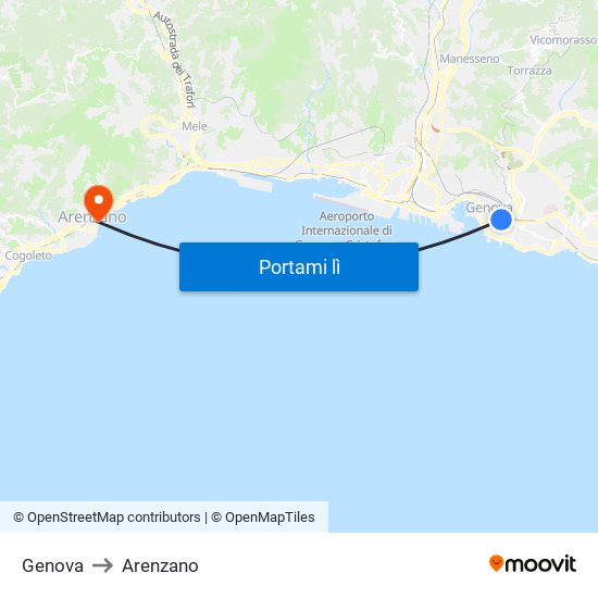 Genova to Arenzano map