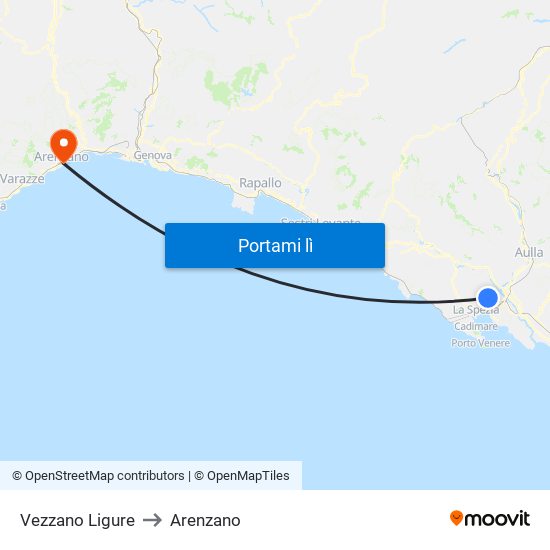 Vezzano Ligure to Arenzano map
