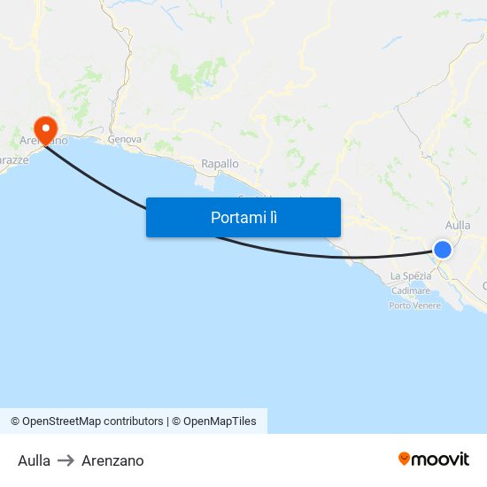 Aulla to Arenzano map