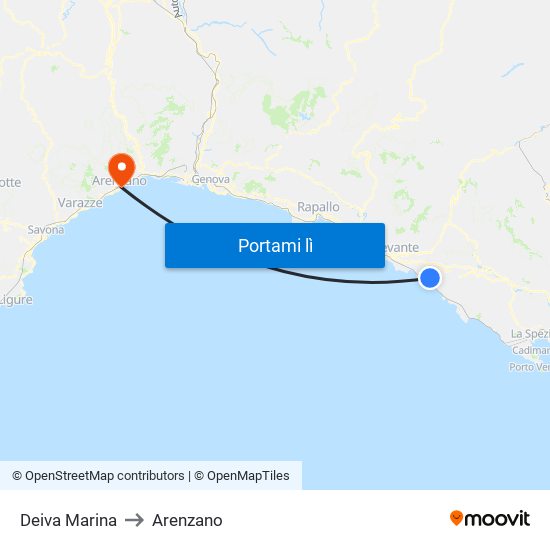 Deiva Marina to Arenzano map