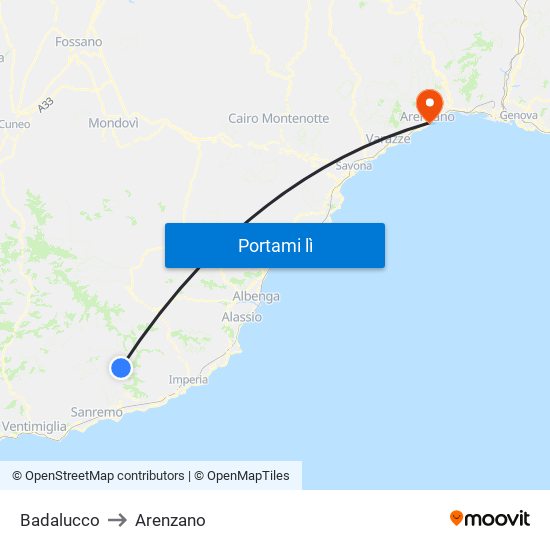 Badalucco to Arenzano map