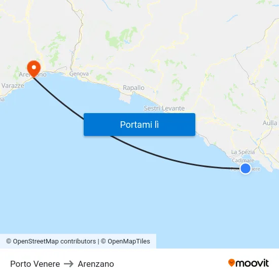 Porto Venere to Arenzano map