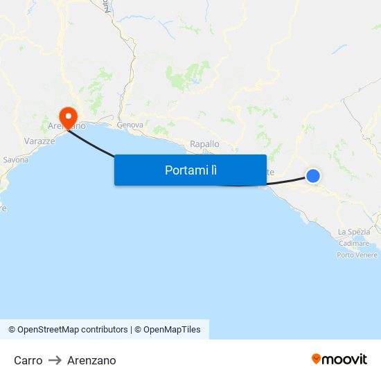 Carro to Arenzano map