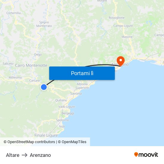 Altare to Arenzano map