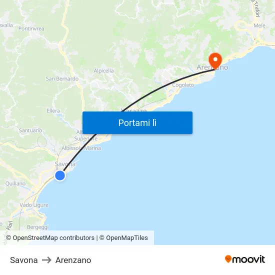 Savona to Arenzano map