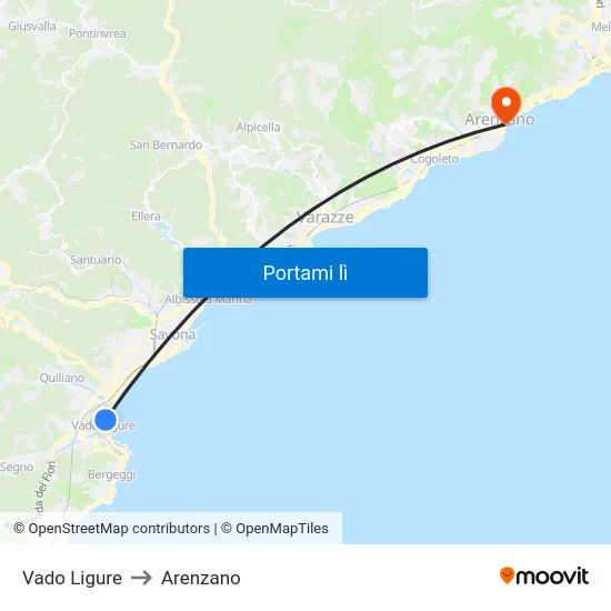 Vado Ligure to Arenzano map