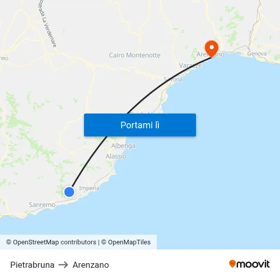 Pietrabruna to Arenzano map